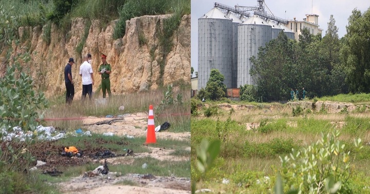 Hiện trường vụ thi thể nam giới cháy đen tại bãi đất trống ở Bình Dương