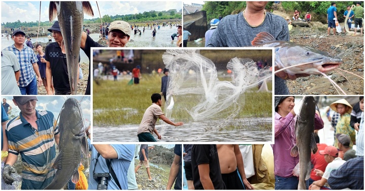 Hồ Trị An xả tràn, người dân nô nức đi săn