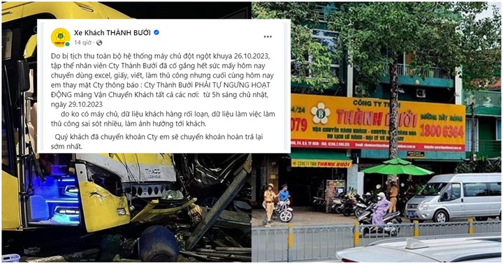 Nhà xe Thành Bưởi thông báo tạm dừng vận chuyển hành khách