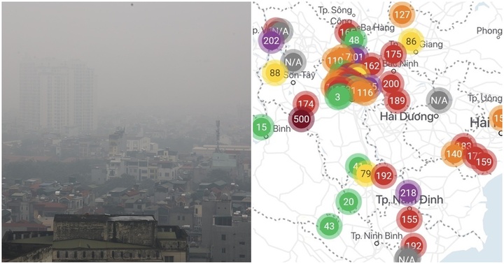 Sáng 22/11, chất lượng không khí ở Hà Nội ô nhiễm ở ngưỡng đỏ