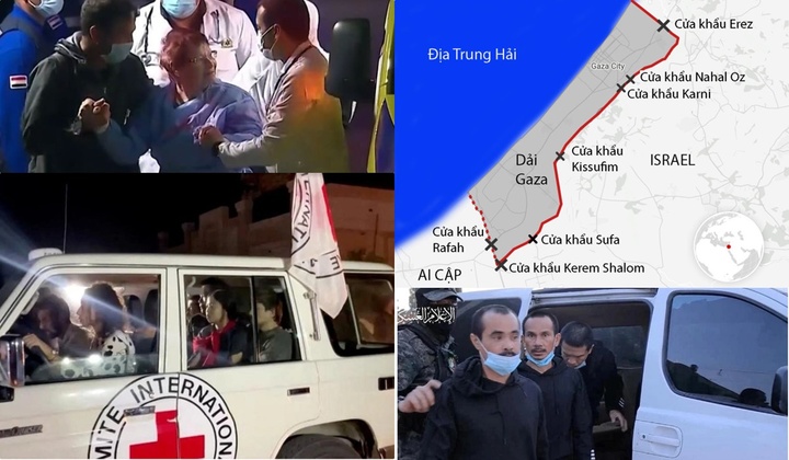 Cận cảnh hoạt động trao trả 63 con tin trong ngày đầu ngừng bắn của Israel và Hamas