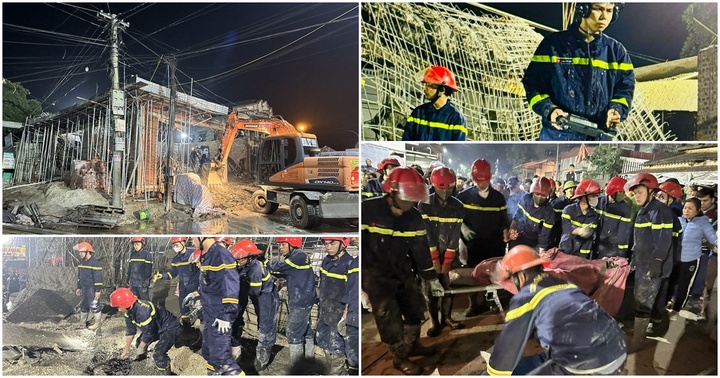 Hiện trường vụ sập giàn giáo ở Thanh Hóa, một người thiệt mạng sau khi bị vùi lấp trong khối bê tông