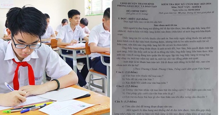 Đề thi Ngữ văn lớp 8 ở Đồng Tháp sử dụng ngữ liệu 