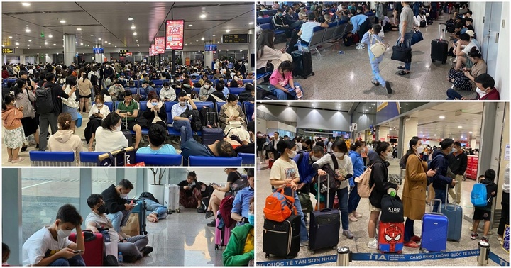 Người dân chen chân ở Sân bay Tân Sơn Nhất, chật vật chờ đợi những chuyến bay bị delay ngày 24 Tết