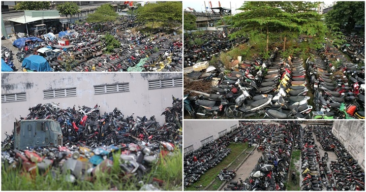 Nhiều bãi xe tang vật ở TP.HCM quá tải, xe vi phạm chất thành đống