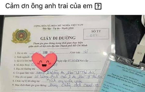 TP. HCM: Khoe có giấy đi đường từ anh trai để