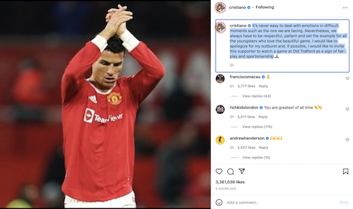 Ronaldo xin lỗi sau khi đập điện thoại của cổ động viên nhí