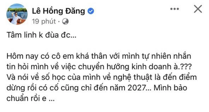 Bài viết của diễn viên Hồng Đăng khiến cư dân mạng nghi chuyện giải nghệ