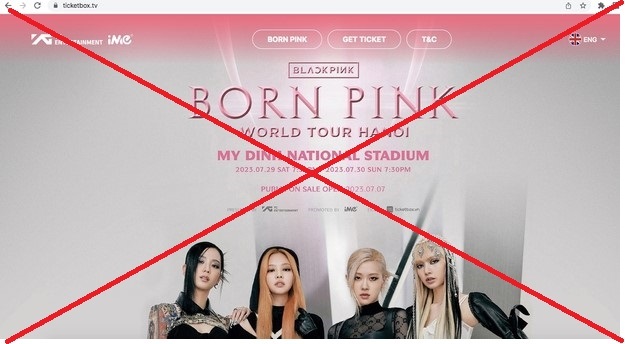 Xuất hiện website giả mạo trang bán vé concert BLACKPINK