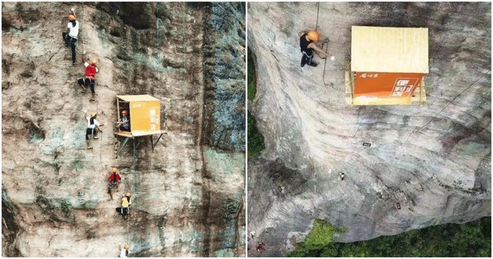 Trung Quốc: Choáng vì cửa hàng tiện lợi trên vách đá bán đắt như 