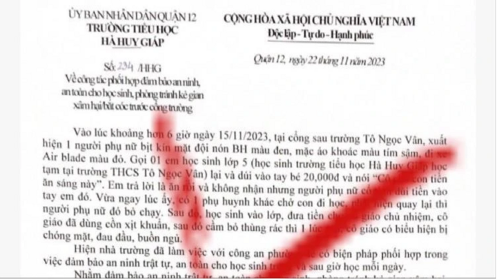 Sự thật bất ngờ vụ “Người lạ tiếp cận học sinh đưa tiền ở cổng trường nhằm ý đồ xấu”