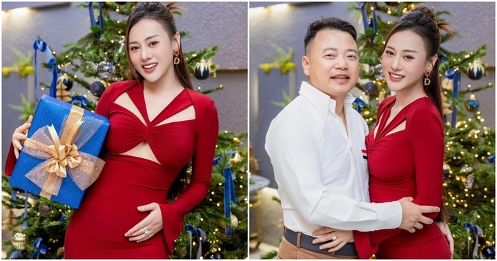 Phương Oanh tung bộ ảnh tình tứ đón Noel cùng chồng, visual mẹ bầu xinh bất chấp