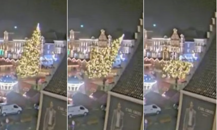 Cây thông Giáng sinh cao 20m ở Bỉ bất ngờ đổ sập khiến 3 người thương vong