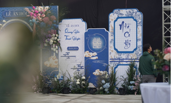 Cận cảnh rạp cưới của Quang Hải trước giờ sang nhà gái làm lễ ăn hỏi