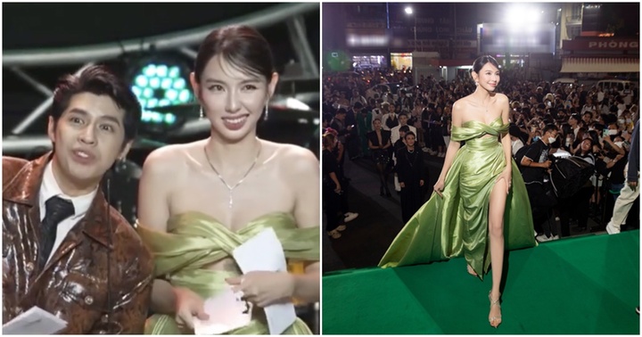 Khoảnh khắc Hoa hậu Thùy Tiên đứng hình khi gặp sự cố trên sân khấu Làn Sóng Xanh