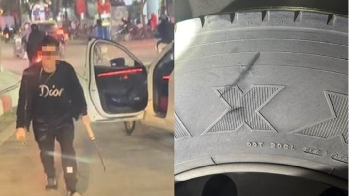 Tạm giữ hình sự tài xế xe ô tô cầm dao chém rách lốp xe buýt
