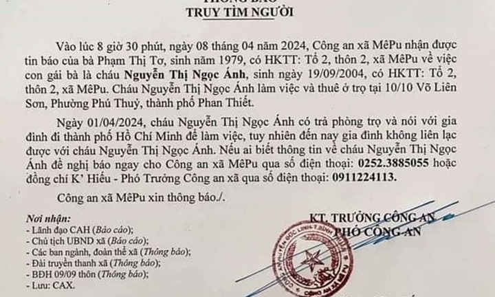 Tin thời sự nóng mới nhất ngày 9/4: Truy tìm tung tích cô gái 20 tuổi nghi mất tích ở Bình Thuận