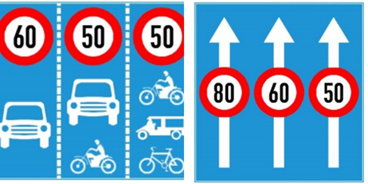 Các loại biển báo tốc độ được Quy chuẩn 41 quy định như thế nào?