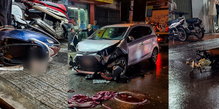 Ô tô lao nhanh gây tai nạn liên hoàn, nhiều người bị thương