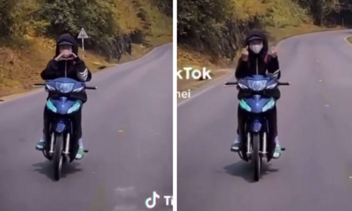 Buông 2 tay khi đang đang điều khiển xe máy, nữ tiktoker bị triệu tập 