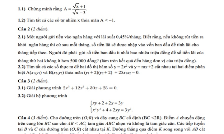 Kỳ thi vào lớp 10 ở Hà Nội: Đề thi thử môn Toán trường THPT chuyên Sư phạm