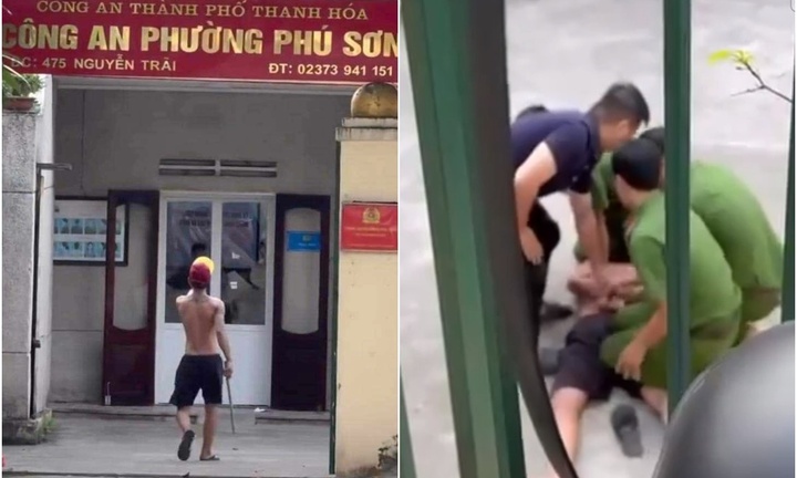 Video: Nam thanh niên la hét, cầm gậy sắt xông vào công an phường 