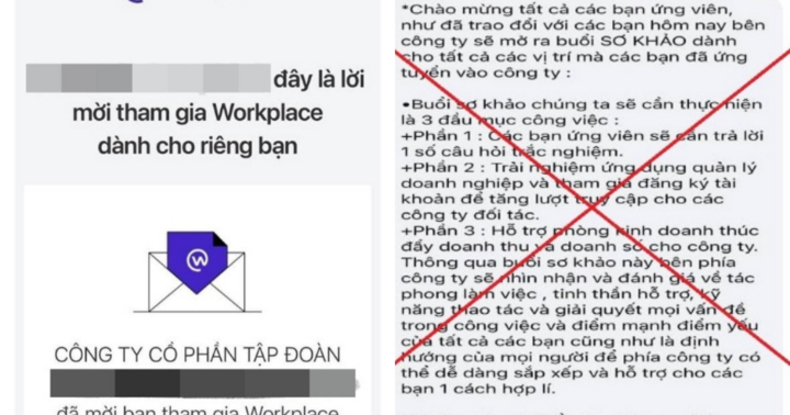 Cảnh báo thủ đoạn lừa đảo khi làm nhiệm vụ online trên nền tảng Workplace