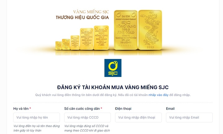 Công ty SJC chính thức triển khai bán vàng miếng trực tuyến