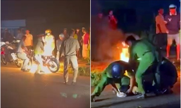 Bật lửa đốt xe máy khi CSGT yêu cầu kiểm tra nồng độ cồn