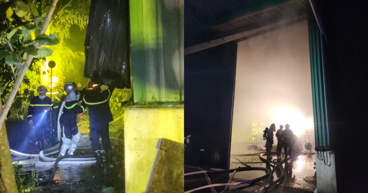 Hà Nội: Kịp thời dập tắt đám cháy nhà kho rộng hàng trăm m2 tại Đông Anh