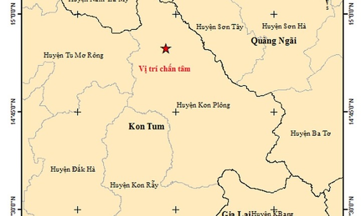Động đất ở Kon Tum gây rung lắc mạnh, mái nhà 