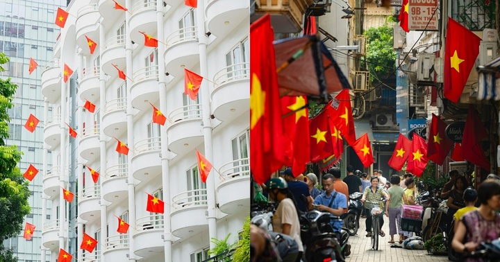 Đường phố Thủ đô đỏ thắm sắc cờ Tổ quốc mừng Quốc khánh 2/9