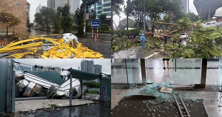 Ảnh hưởng bởi cơn bão Yagi, đường phố Hà Nội ngổn ngang, xơ xác