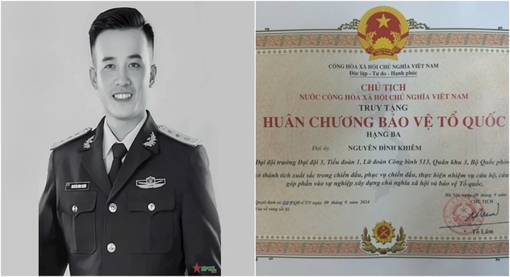 Truy tặng Huân chương cho Đại úy hy sinh khi chống bão Yagi