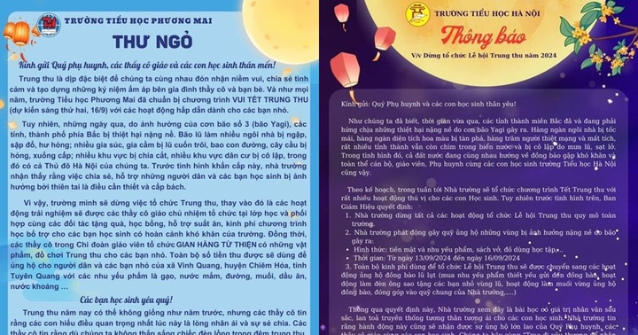 Nhiều trường tại Hà Nội dừng tổ chức Trung Thu để ủng hộ đồng bào vùng lũ