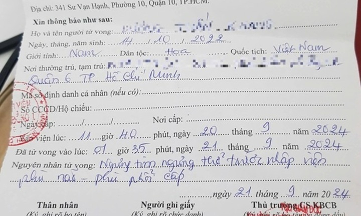 Vụ bé trai 2 tuổi tử vong sau giờ ăn trưa: Hé lộ nguyên nhân ban đầu