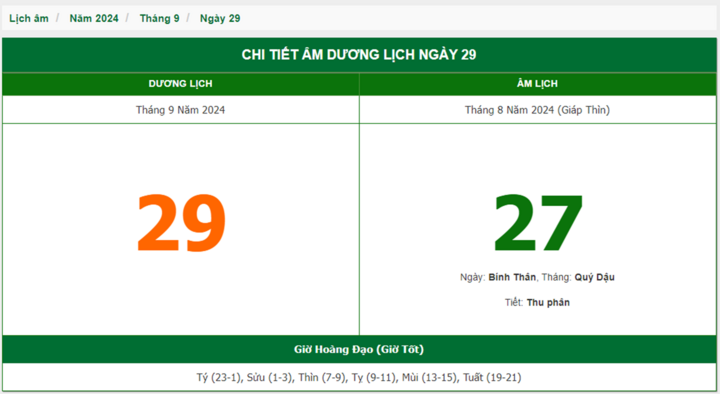 Hôm nay (29/9), có phải ngày đẹp không?
