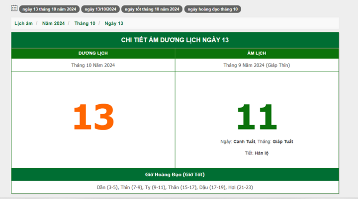 Hôm nay (13/10), có phải ngày đẹp không?