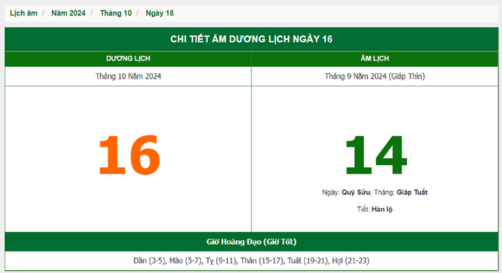 Hôm nay (16/10), có phải ngày đẹp không?
