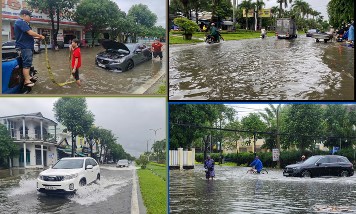 Quảng Nam: Mưa trắng trời, nhiều ô tô và xe máy 