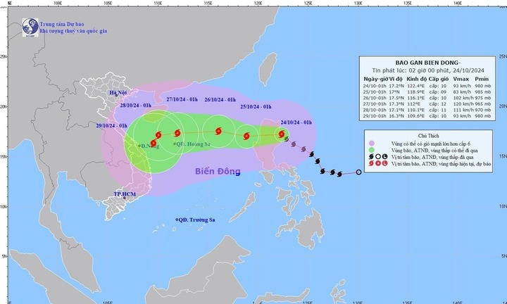 Tin tức bão Trami mới nhất: Sẽ di chuyển vào Biển Đông với tốc độ 15-20km/h