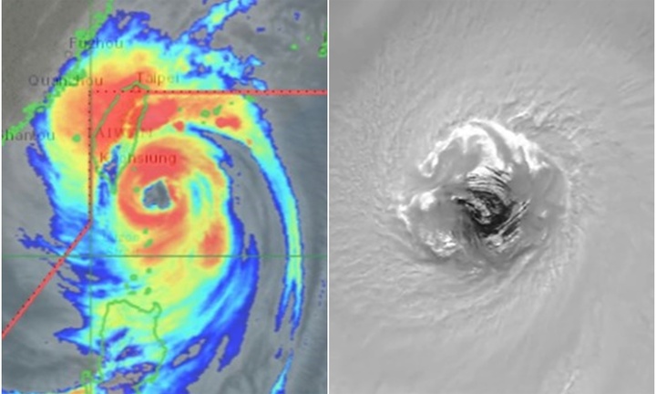 Clip: Kinh hãi siêu bão Kong-rey với mắt bão