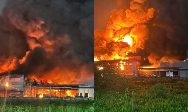 Hỏa hoạn kinh hoàng tại Hải Phòng: Lửa đỏ rực, cuồn cuộn bốc cao hàng trăm mét, thiêu rụi nhà xưởng