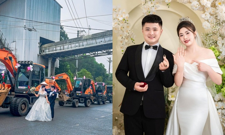 Đám cưới độc nhất vô nhị: Chú rể đón dâu bằng máy xúc khiến nhà gái