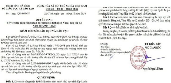 Hà Tĩnh đặc cách công nhận học sinh giỏi tỉnh cho học sinh có IELTS từ 7.0