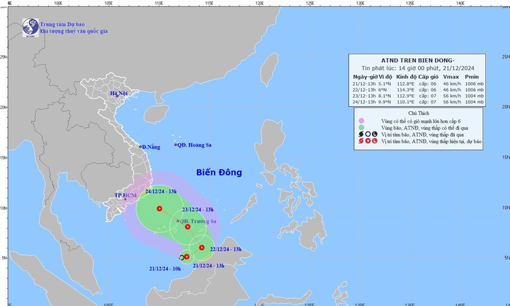 Áp thấp nhiệt đới hình thành trên Biển Đông, miền Trung mưa xối xả trong tuần tới
