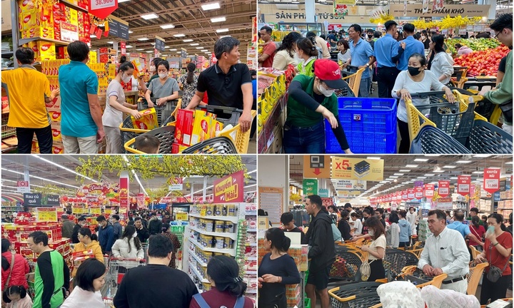 Người dân đổ về các trung tâm thương mại, siêu thị mua sắm ngày cận Tết Nguyên đán Ất Tỵ 2025