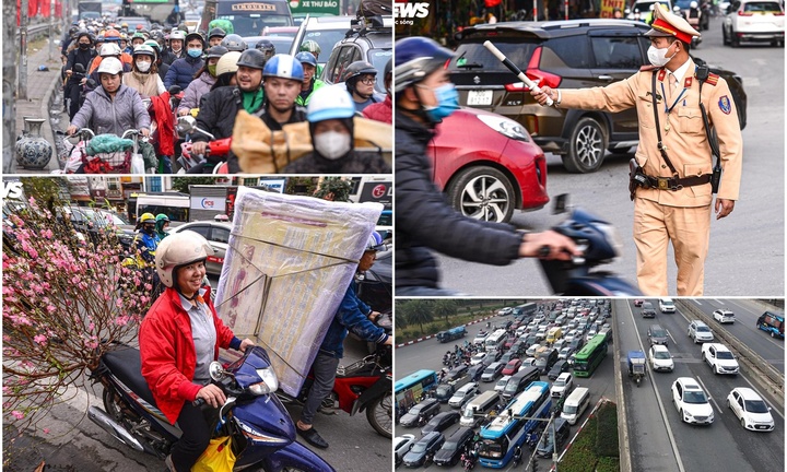 Người dân lỉnh kỉnh đồ đạc rời Thủ đô về quê ăn Tết, nhiều tuyến đường cửa ngõ ùn tắc nghiêm trọng