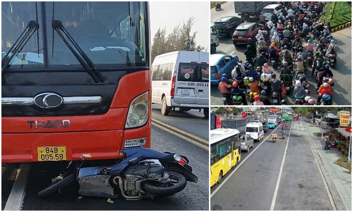 Hiện trường vụ tai nạn trên cầu Rạch Miễu khiến 1 người tử vong, kẹt xe 10km