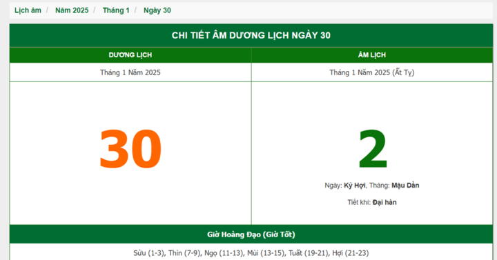 Hôm nay (30/1/2025), có phải ngày đẹp không?